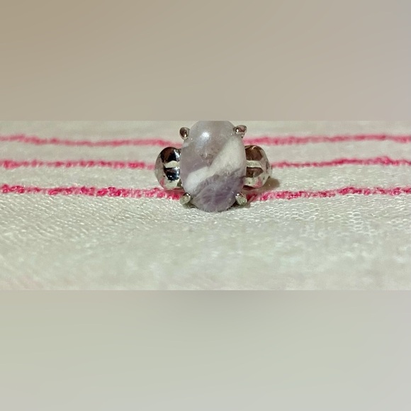 rose quartz & sterling silver ring--size 5 - Picture 2 of 7